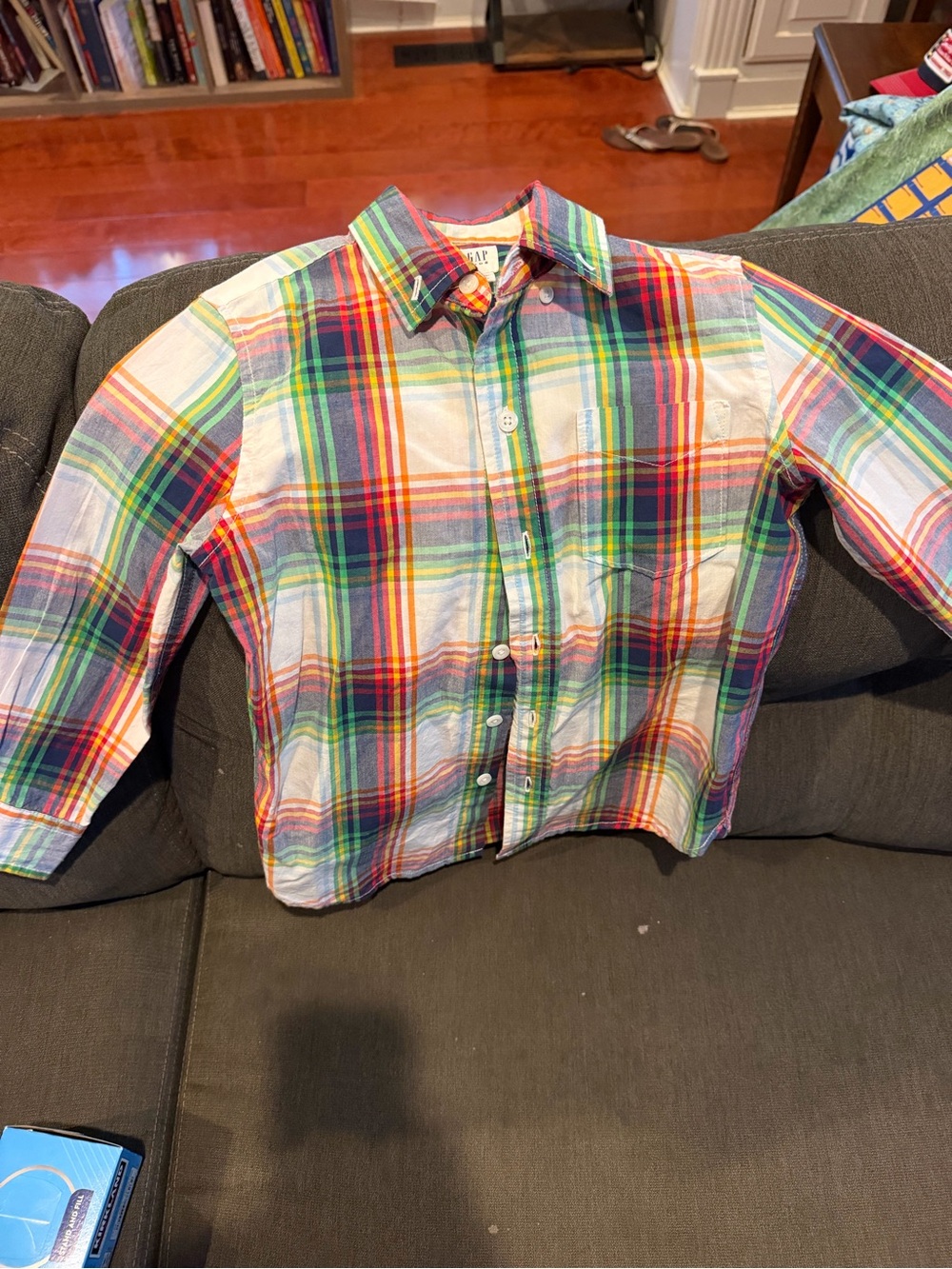 Gap Kids madras  Plaid Button-Down Shirt - Red, Green, Blue, Yellow